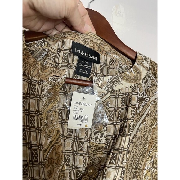 Lane Bryant Women's 14 16 Brown Gold long Sleeve Tunic Top NWT Cover Up - Picture 3 of 7